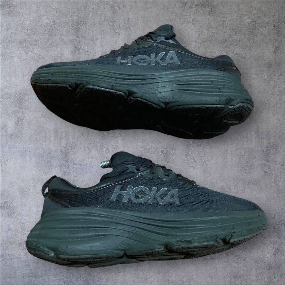 Hoka One One Bondi 8 Triple Black Running Walking Gym Sneakers Men's Size 9.5D